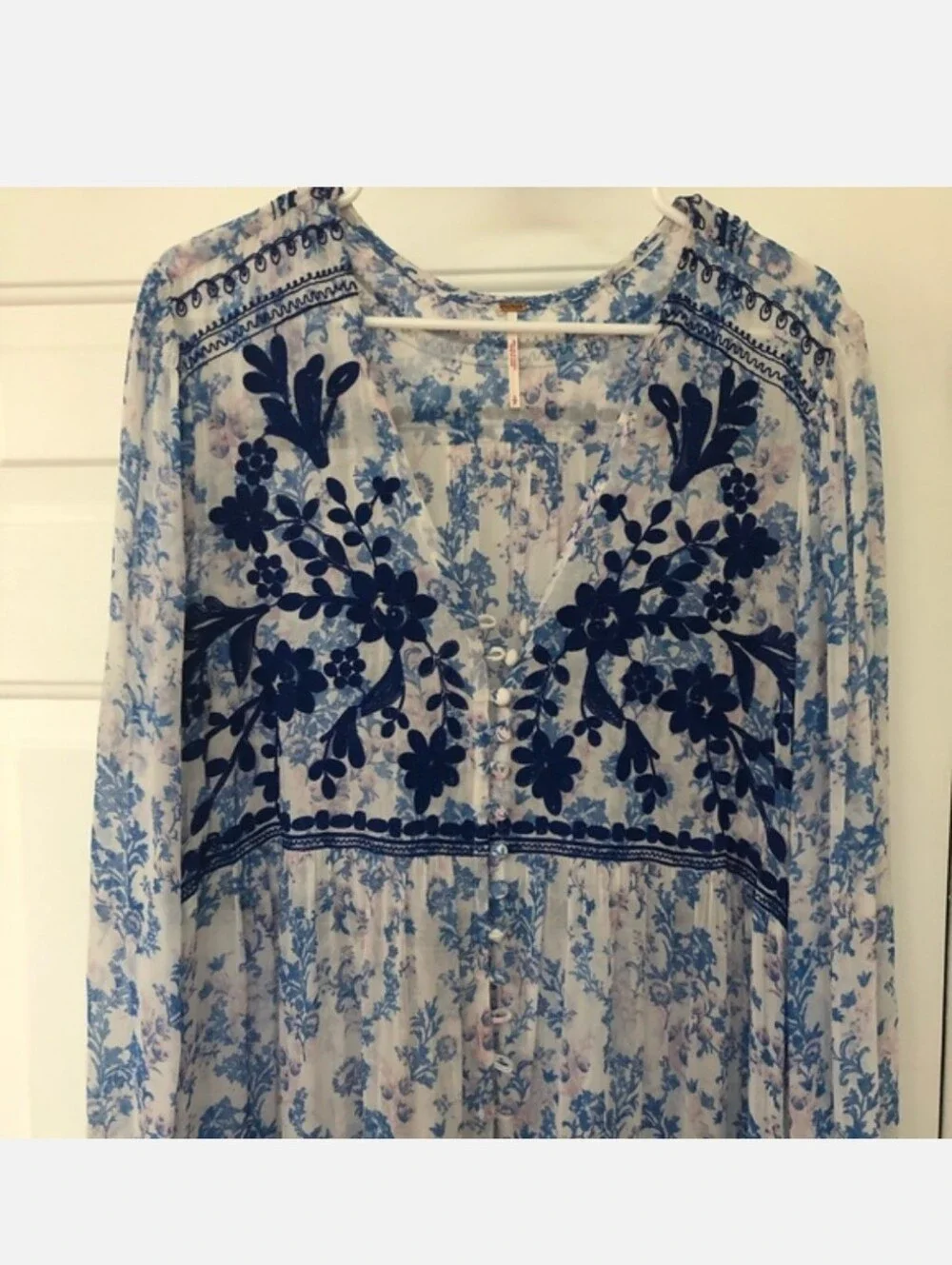 Call On me Embroidered Maxi Top Rare Blue - Picture 6 of 7